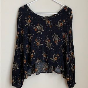 Black long sleeve floral blouse